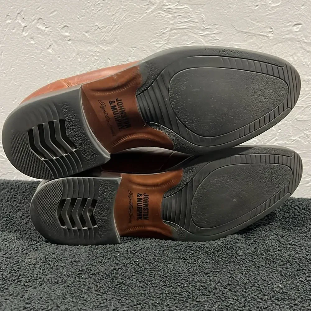 🔥🔥 JOHNSTON & MURPHY MEN'S BROWN Leather SIGNATURE SERIES Derby Dress Shoes 9M